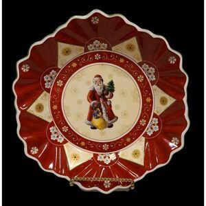 Villeroy & Boch 'Toy’s Fantasy' Santa w His Sack 9¾” x 1½" Scalloped Edge Bowl